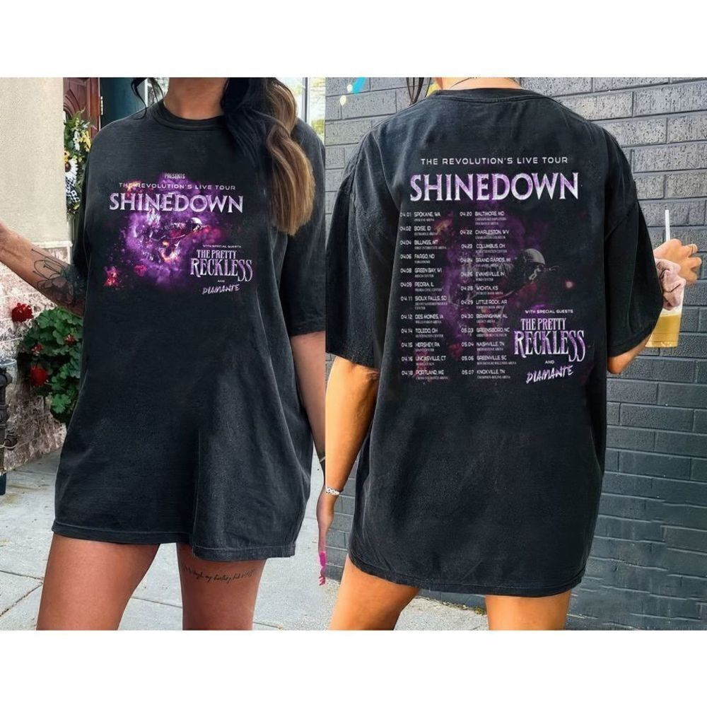 Shinedown Revolutions Live 223 Rock Concert 2 Sided Unisex T-Shirt